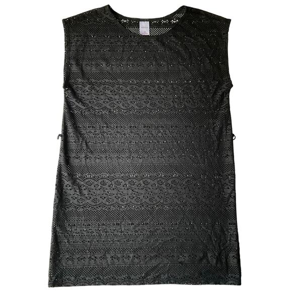 Merona Women’s Bikini Cover size M Sleeveless Above Knee Semi-sheer Lace Black - Picture 1 of 8